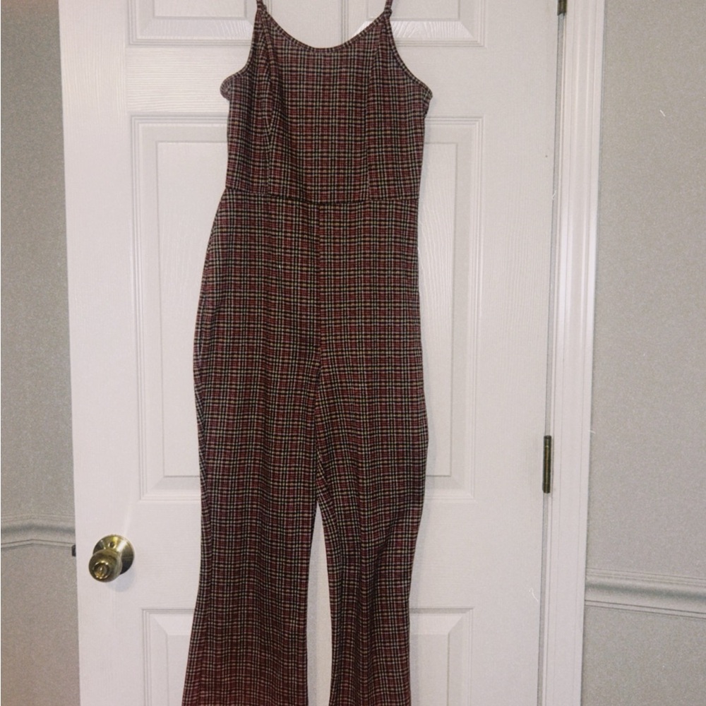 Able Checkered Jumpsuit - Black and Red